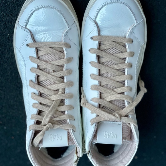 P448 high top white patent leather sneakers size (38) US SIZE 7.5 - 8 womens - Picture 7 of 14